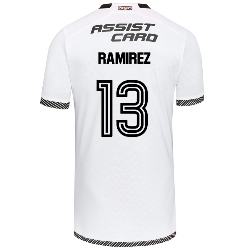 Niño Camiseta Fernanda Ramírez #13 Blanco Negro 1ª Equipación 2024/25 La Camisa Chile