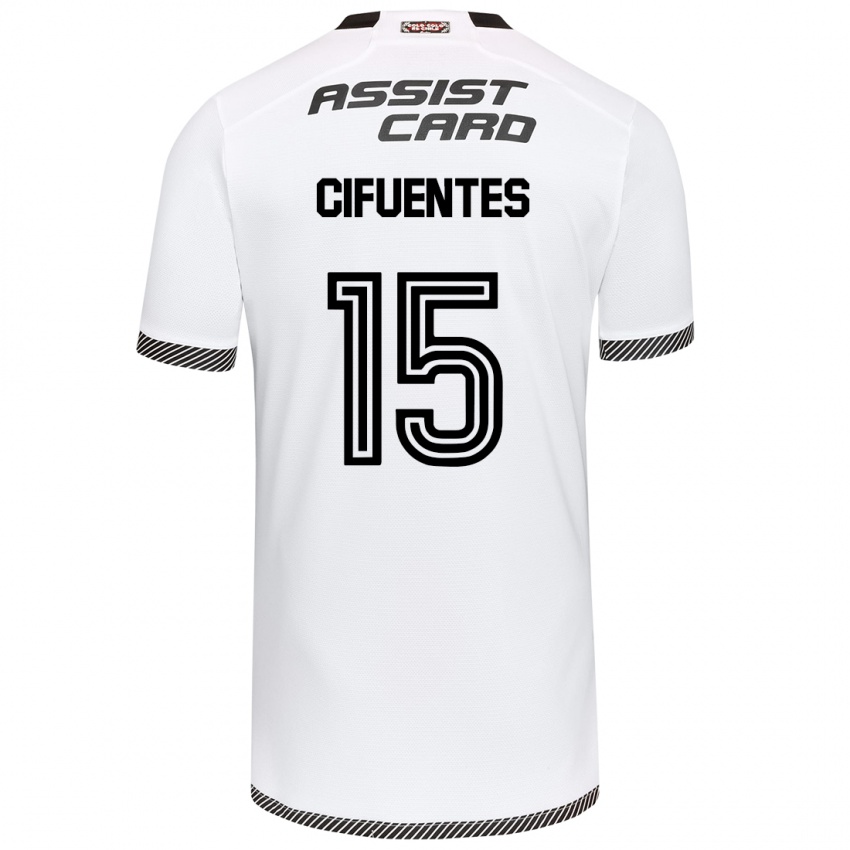 Niño Camiseta Anaís Cifuentes #15 Blanco Negro 1ª Equipación 2024/25 La Camisa Chile