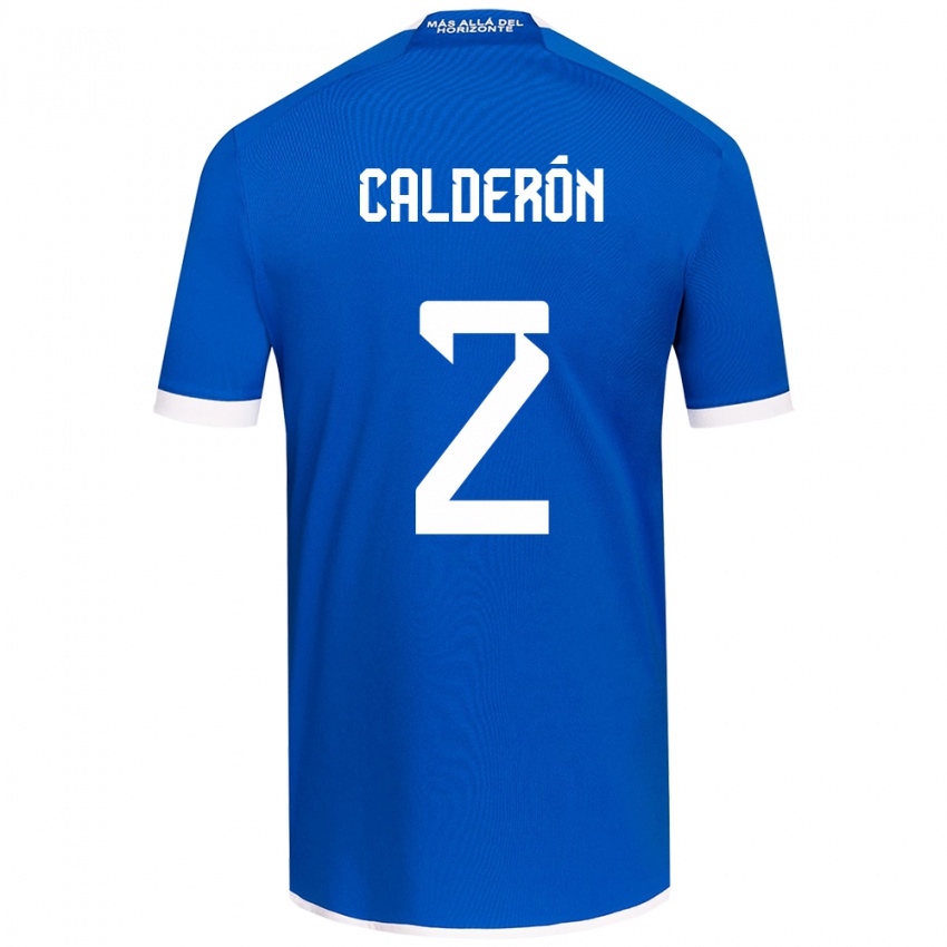 Niño Camiseta Franco Calderón #2 Azul Blanco 1ª Equipación 2024/25 La Camisa Chile