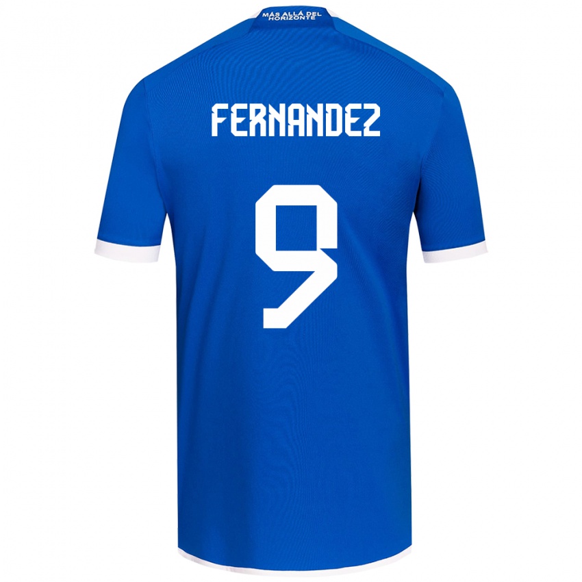 Niño Camiseta Leandro Fernández #9 Azul Blanco 1ª Equipación 2024/25 La Camisa Chile