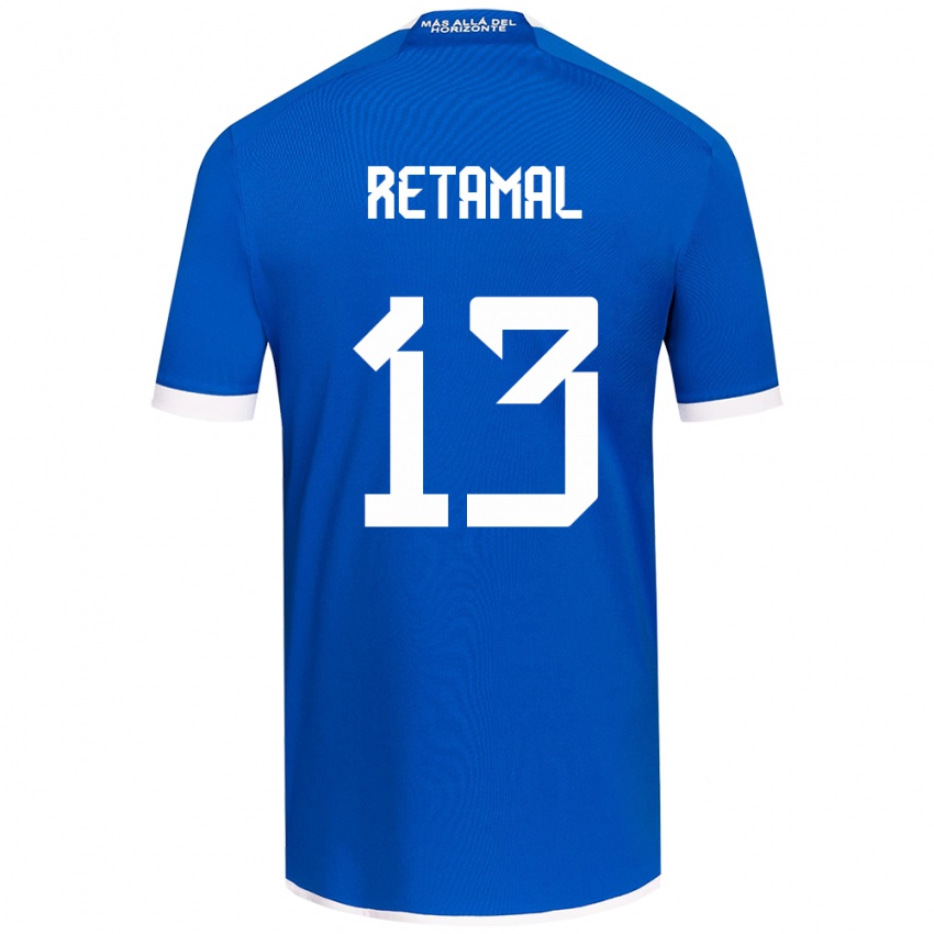 Niño Camiseta David Retamal #13 Azul Blanco 1ª Equipación 2024/25 La Camisa Chile