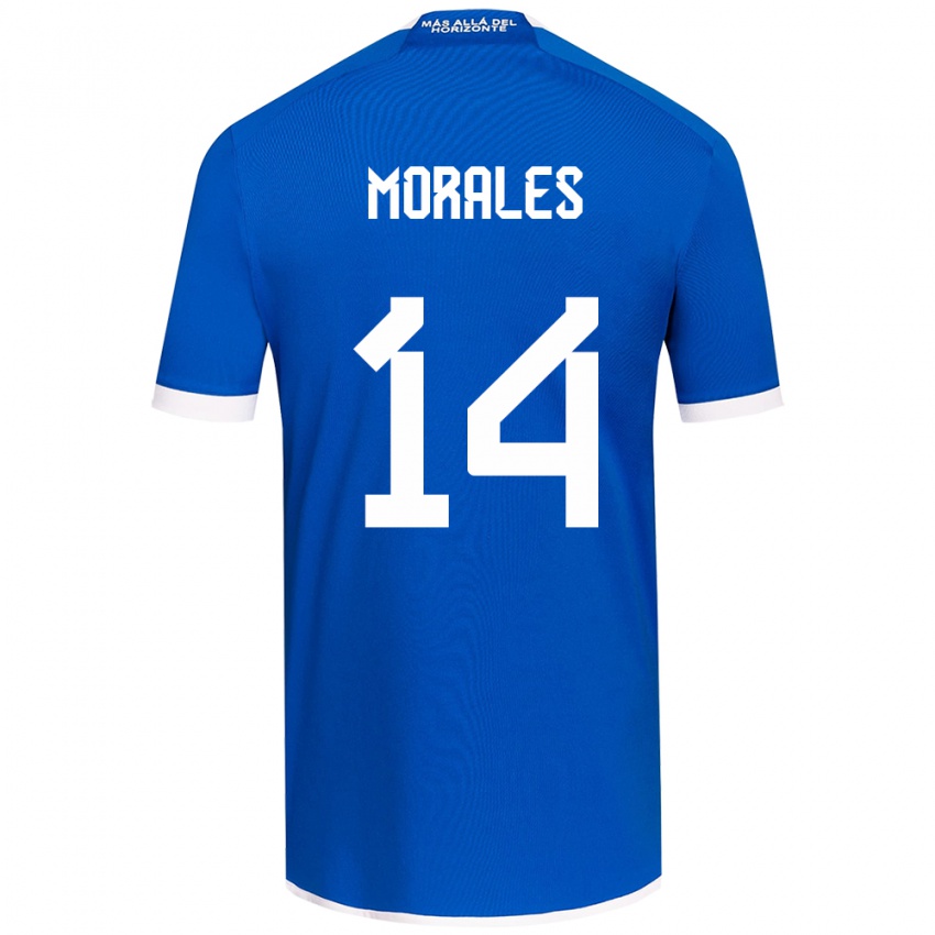 Niño Camiseta Marcelo Morales #14 Azul Blanco 1ª Equipación 2024/25 La Camisa Chile