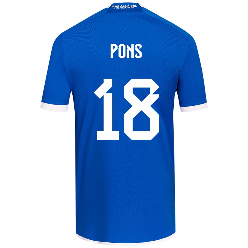 Niño Camiseta Luciano Pons #18 Azul Blanco 1ª Equipación 2024/25 La Camisa Chile