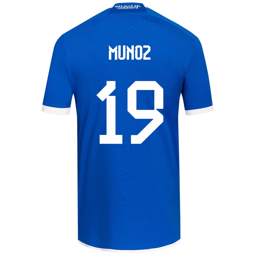 Niño Camiseta Cristóbal Muñoz #19 Azul Blanco 1ª Equipación 2024/25 La Camisa Chile