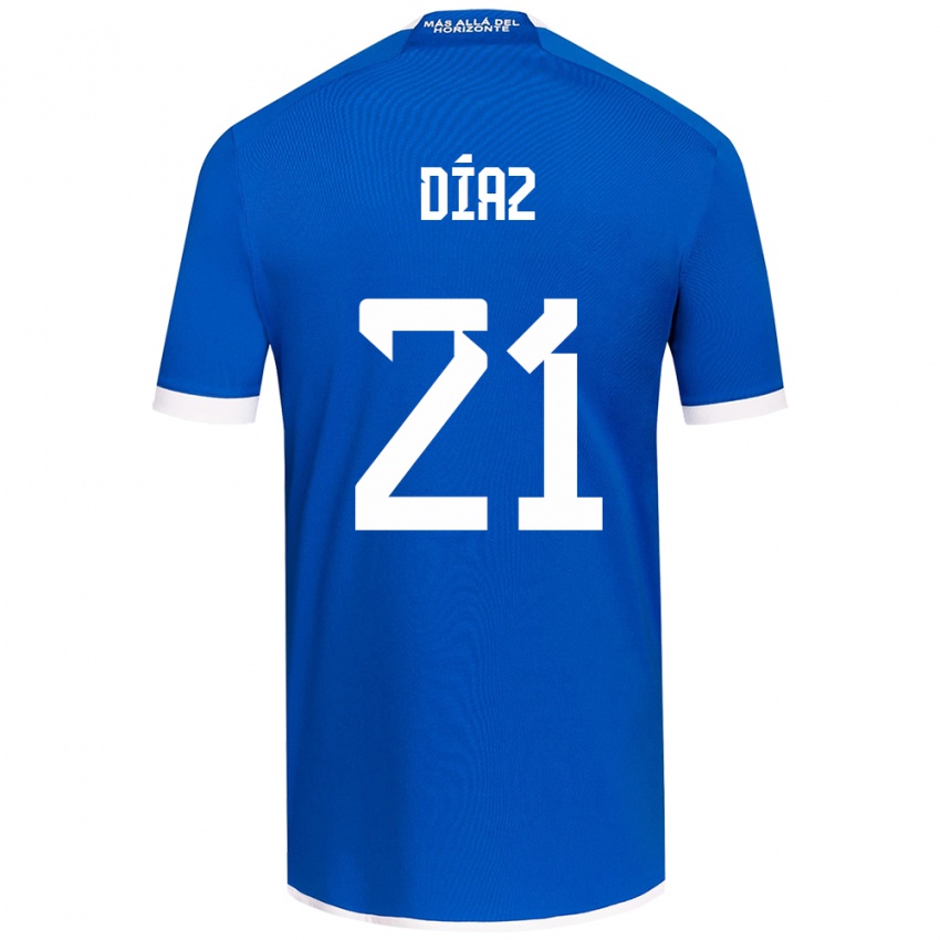 Niño Camiseta Marcelo Díaz #21 Azul Blanco 1ª Equipación 2024/25 La Camisa Chile