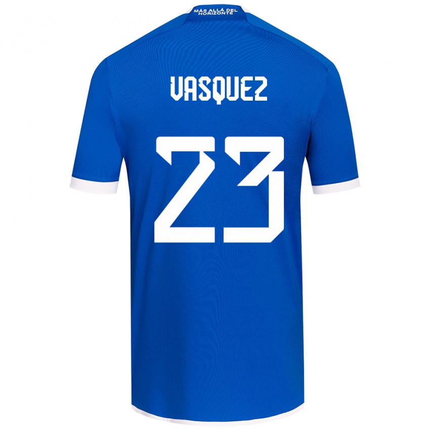 Niño Camiseta Ignacio Vásquez #23 Azul Blanco 1ª Equipación 2024/25 La Camisa Chile