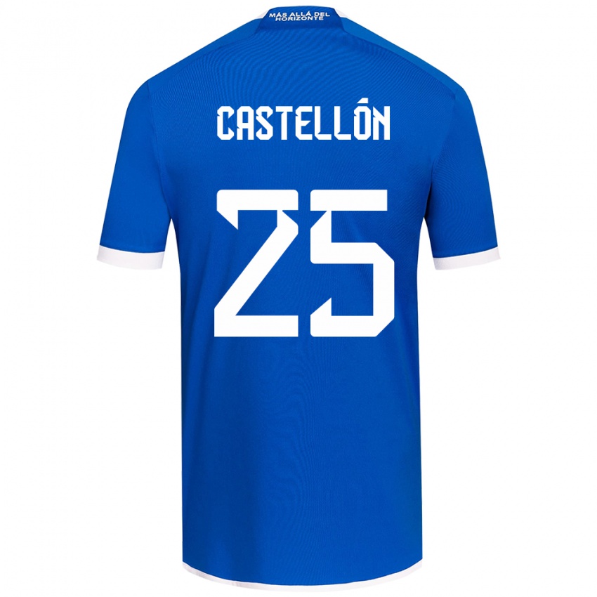 Niño Camiseta Gabriel Castellón #25 Azul Blanco 1ª Equipación 2024/25 La Camisa Chile