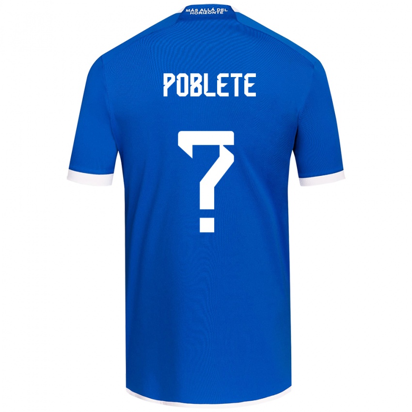 Niño Camiseta José Poblete #0 Azul Blanco 1ª Equipación 2024/25 La Camisa Chile