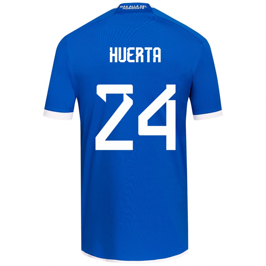 Niño Camiseta Renato Huerta #24 Azul Blanco 1ª Equipación 2024/25 La Camisa Chile