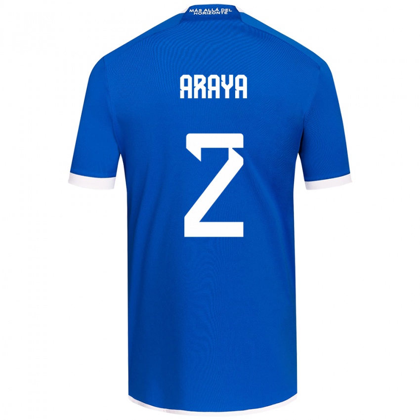 Niño Camiseta Fernanda Araya #2 Azul Blanco 1ª Equipación 2024/25 La Camisa Chile