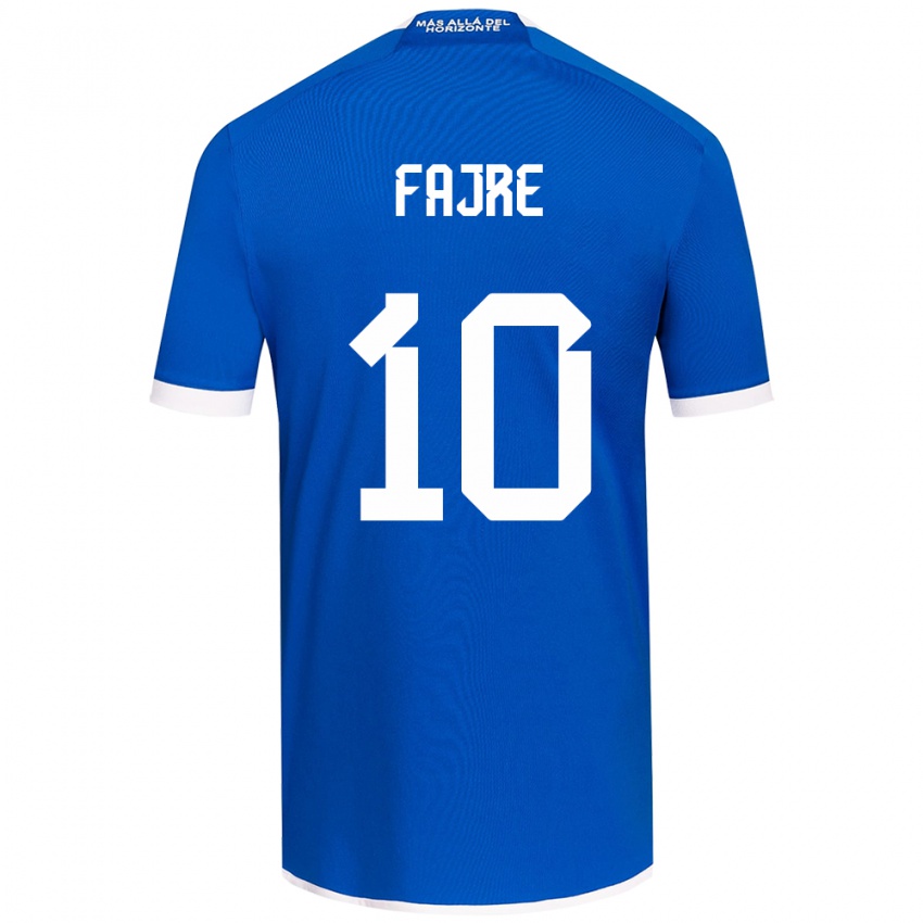 Niño Camiseta Nicole Fajre #10 Azul Blanco 1ª Equipación 2024/25 La Camisa Chile