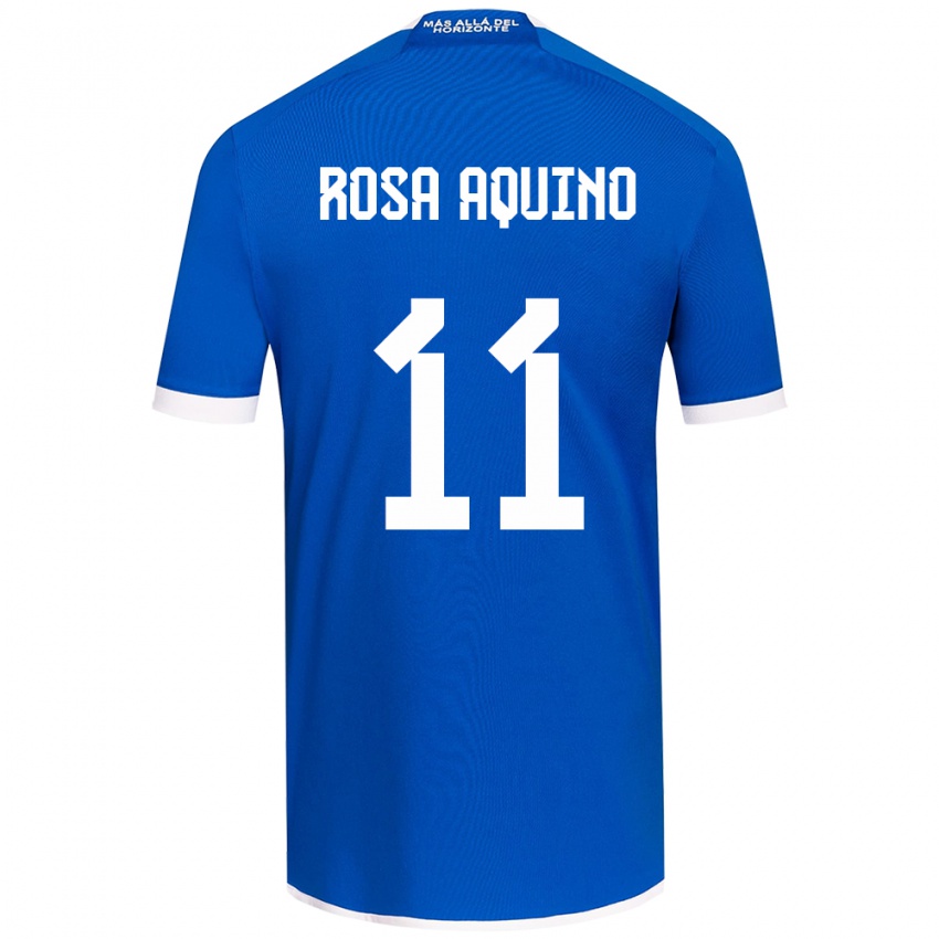 Niño Camiseta Rosa Aquino #11 Azul Blanco 1ª Equipación 2024/25 La Camisa Chile