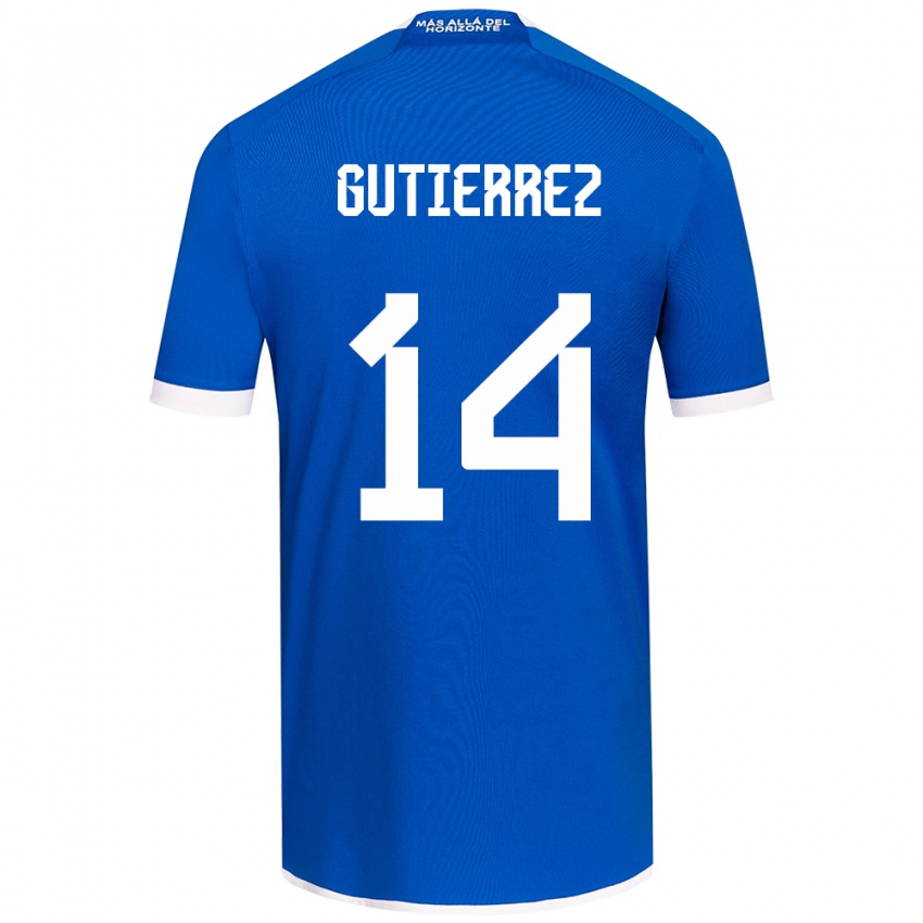 Niño Camiseta Ana Gutiérrez #14 Azul Blanco 1ª Equipación 2024/25 La Camisa Chile