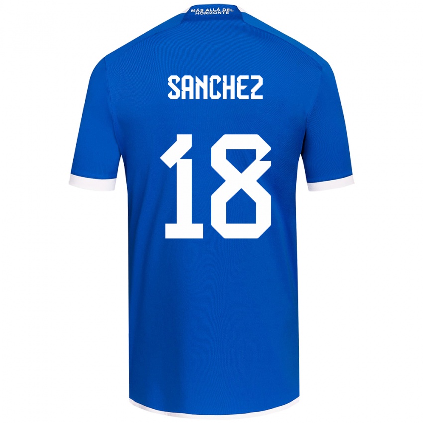 Niño Camiseta Bárbara Sánchez #18 Azul Blanco 1ª Equipación 2024/25 La Camisa Chile