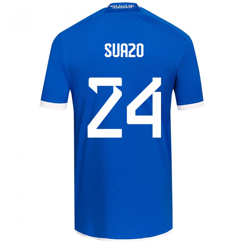 Niño Camiseta Arantza Suazo #24 Azul Blanco 1ª Equipación 2024/25 La Camisa Chile