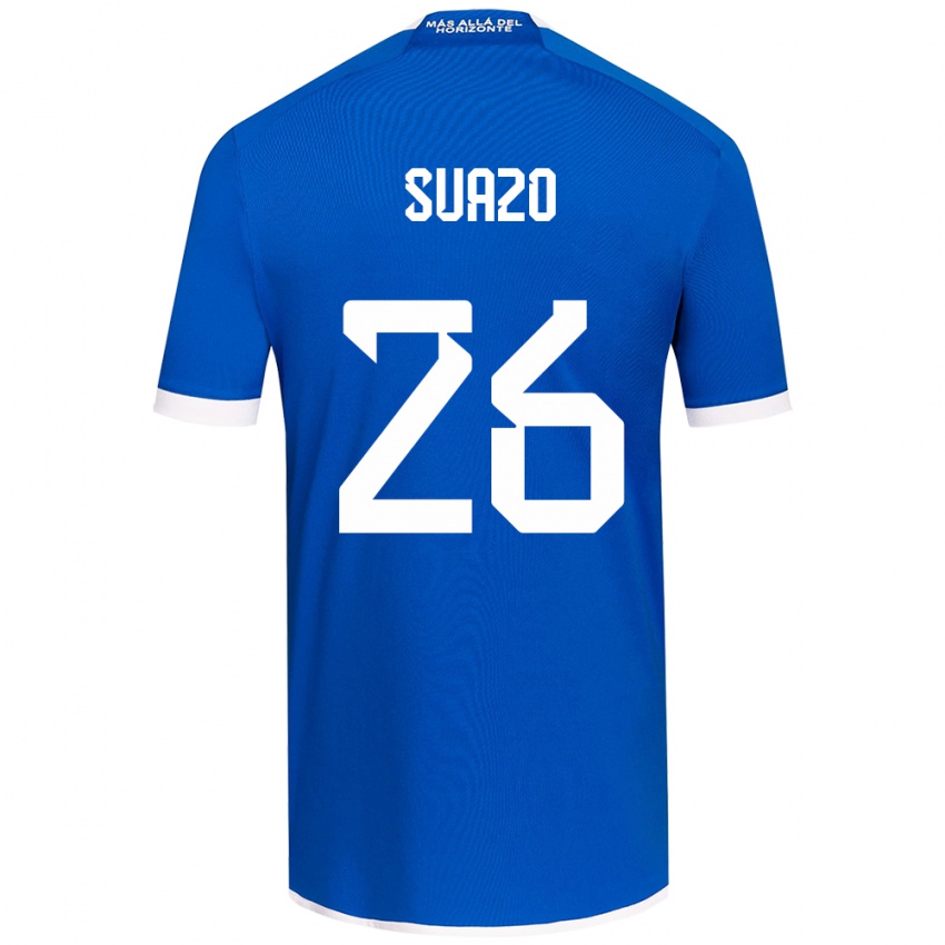 Niño Camiseta Gretzel Suazo #26 Azul Blanco 1ª Equipación 2024/25 La Camisa Chile