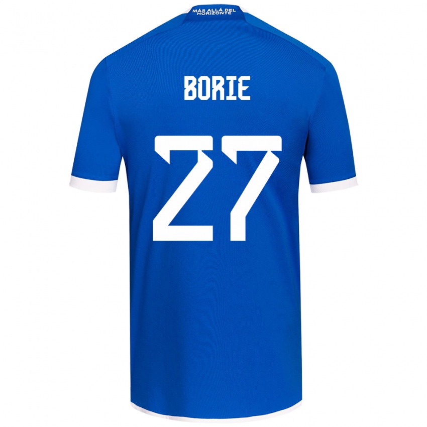 Niño Camiseta Emilie Borie #27 Azul Blanco 1ª Equipación 2024/25 La Camisa Chile