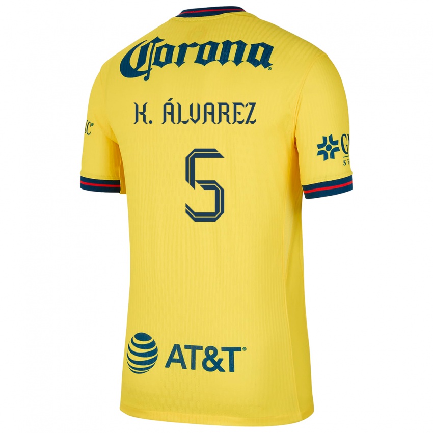 Niño Camiseta Kevin Álvarez #5 Amarillo Azul 1ª Equipación 2024/25 La Camisa Chile