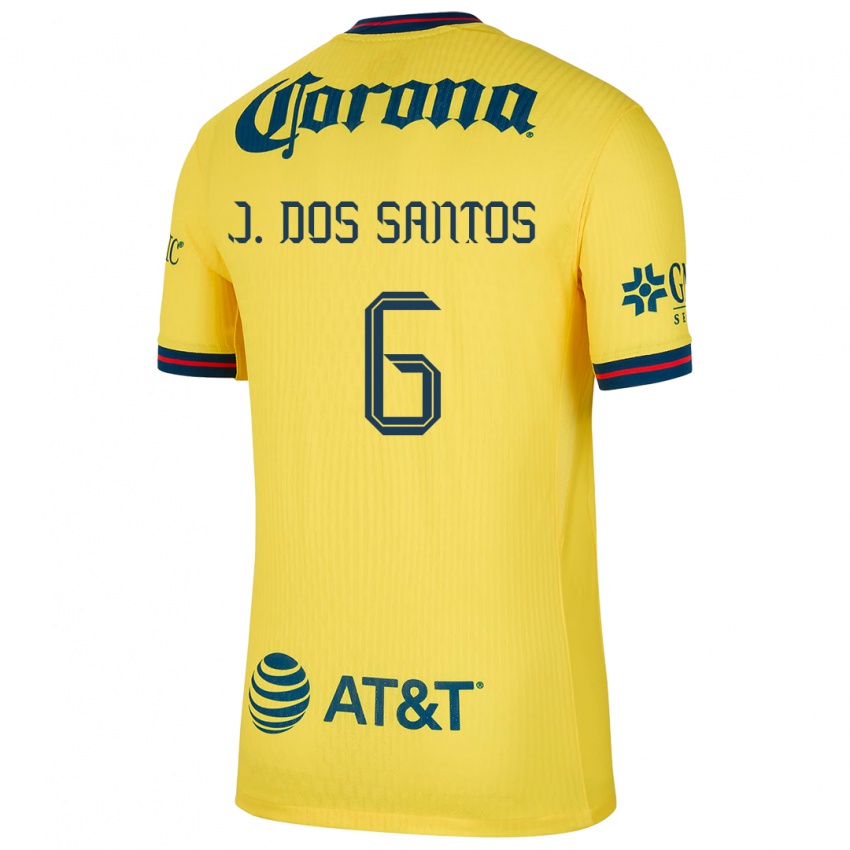 Niño Camiseta Jonathan Dos Santos #6 Amarillo Azul 1ª Equipación 2024/25 La Camisa Chile