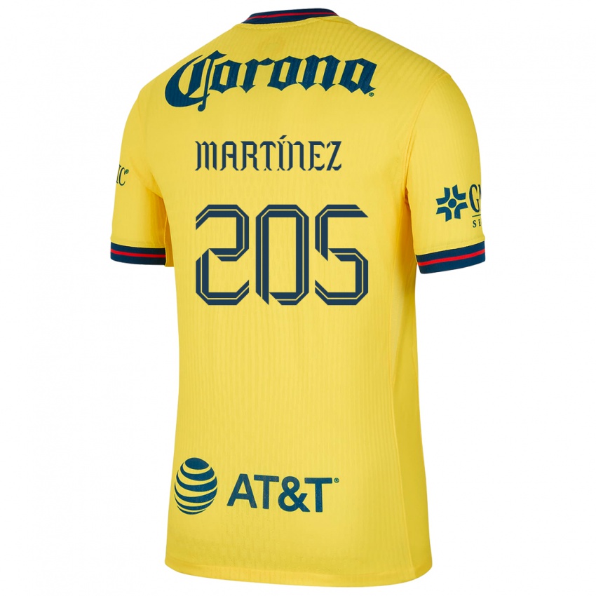 Niño Camiseta Sebastián Martínez #205 Amarillo Azul 1ª Equipación 2024/25 La Camisa Chile