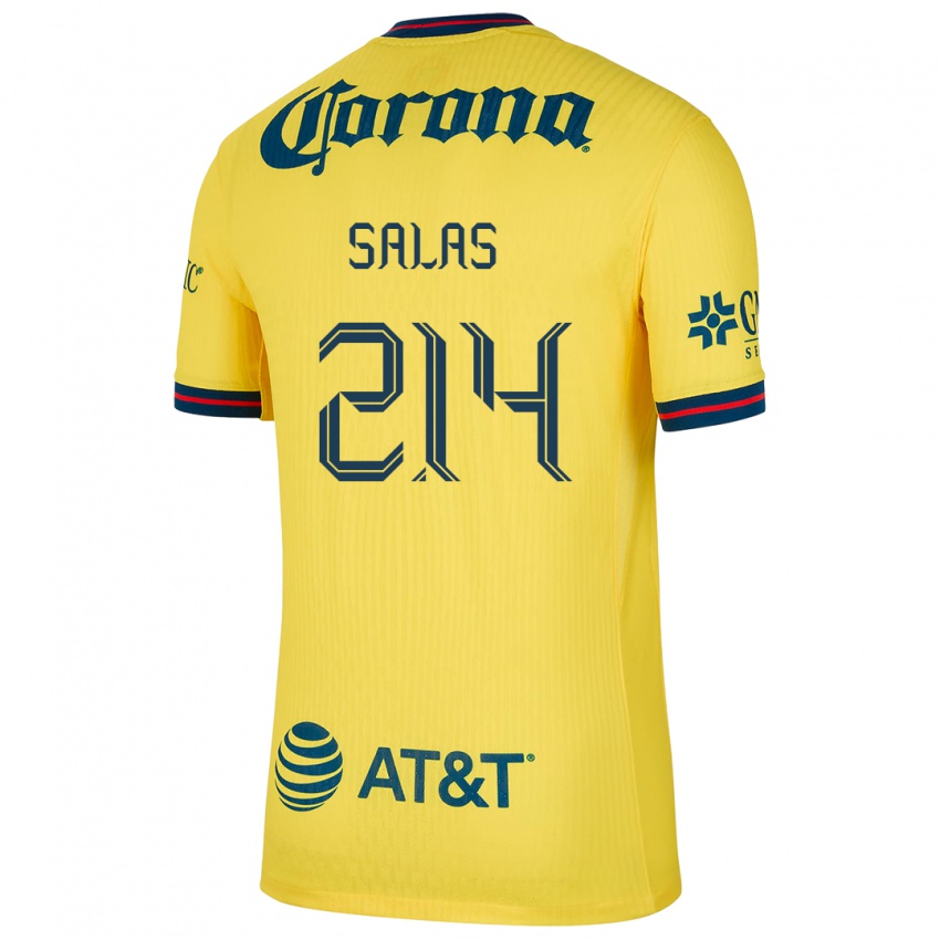 Niño Camiseta Patricio Salas #214 Amarillo Azul 1ª Equipación 2024/25 La Camisa Chile