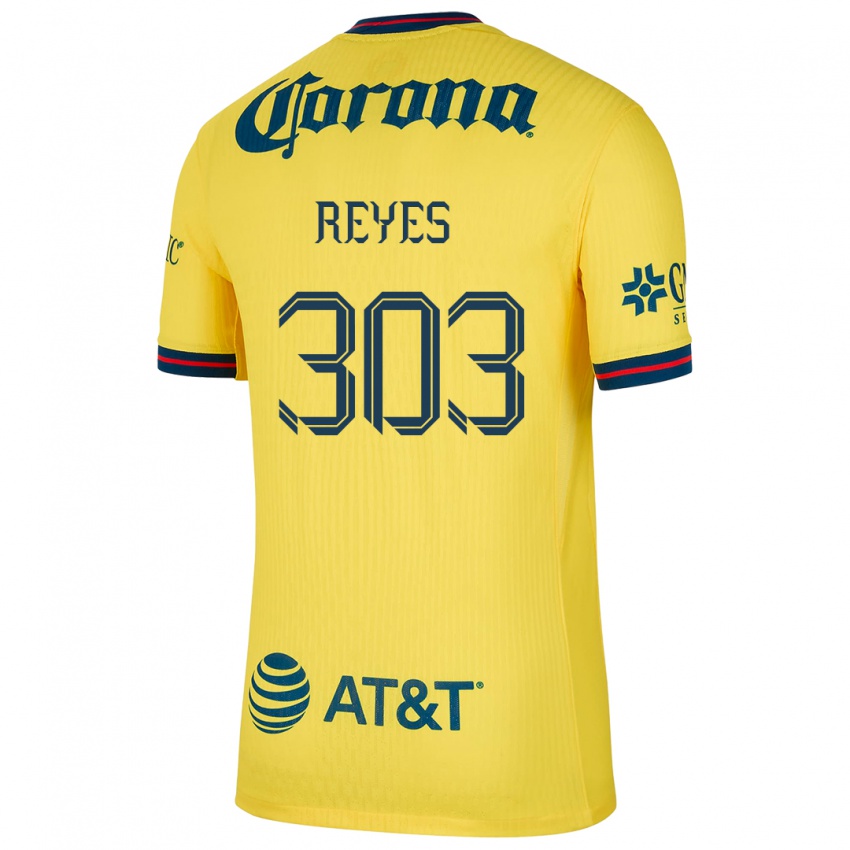 Niño Camiseta Diego Reyes #303 Amarillo Azul 1ª Equipación 2024/25 La Camisa Chile