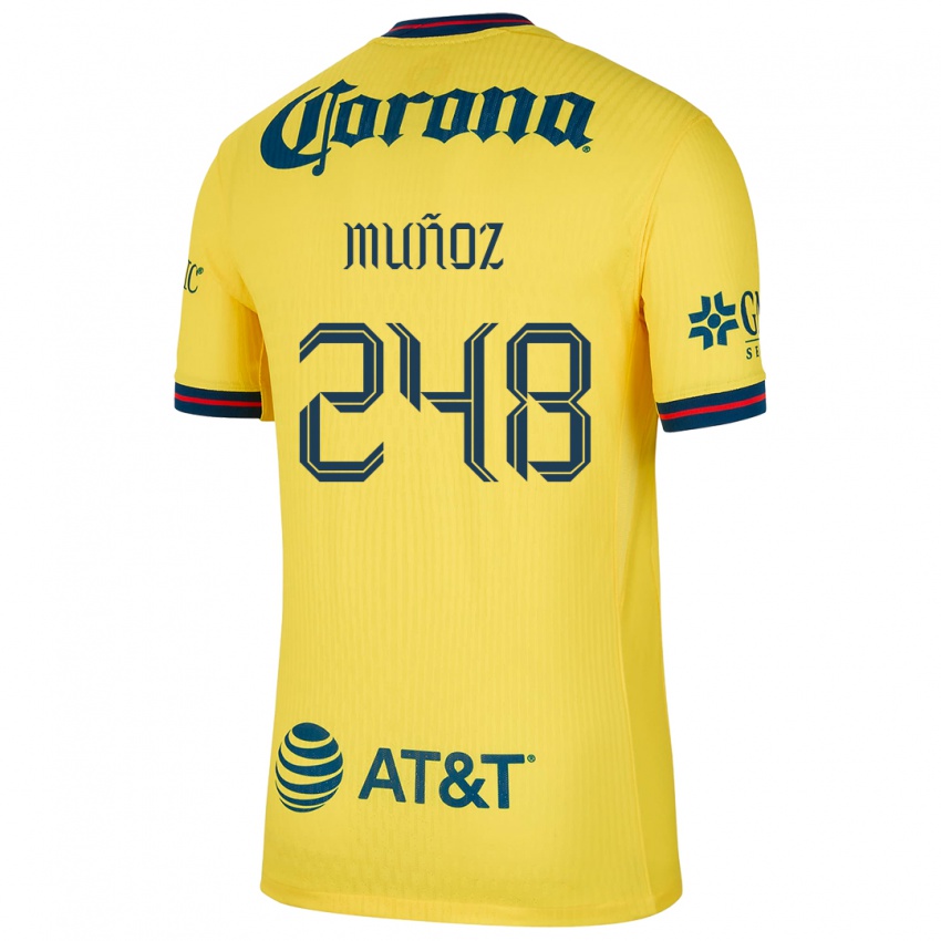 Niño Camiseta Diego Muñoz #248 Amarillo Azul 1ª Equipación 2024/25 La Camisa Chile