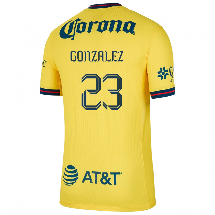 Niño Camiseta Itzel Gonzalez #23 Amarillo Azul 1ª Equipación 2024/25 La Camisa Chile