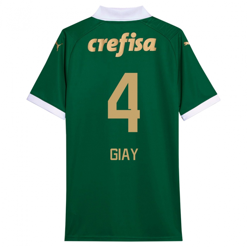 Niño Camiseta Agustín Giay #4 Verde Blanco 1ª Equipación 2024/25 La Camisa Chile