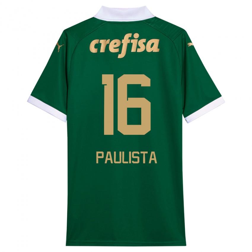 Niño Camiseta Caio Paulista #16 Verde Blanco 1ª Equipación 2024/25 La Camisa Chile