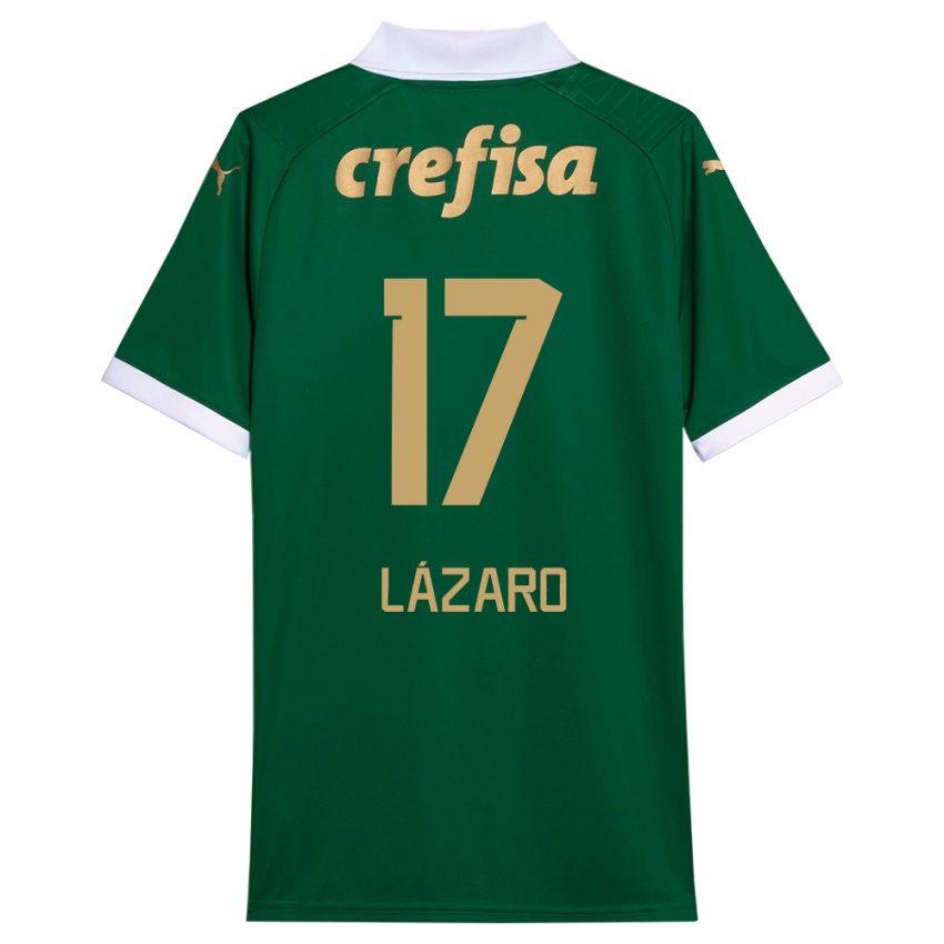 Niño Camiseta Lazaro #17 Verde Blanco 1ª Equipación 2024/25 La Camisa Chile