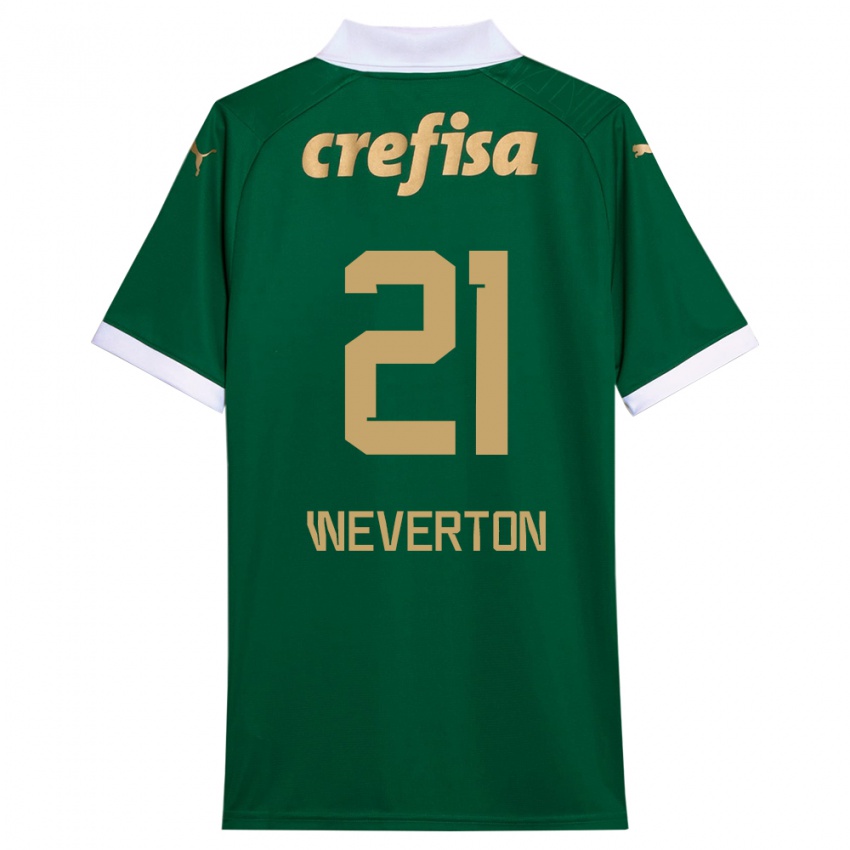 Niño Camiseta Weverton #21 Verde Blanco 1ª Equipación 2024/25 La Camisa Chile