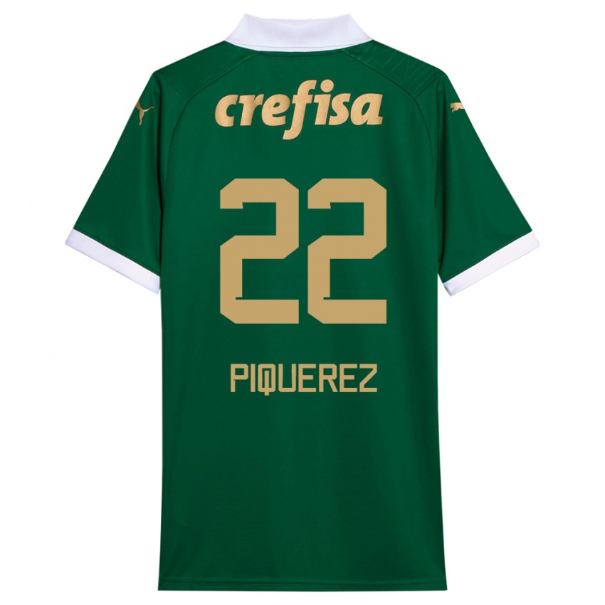 Niño Camiseta Joaquin Piquerez #22 Verde Blanco 1ª Equipación 2024/25 La Camisa Chile