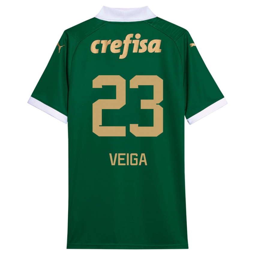 Niño Camiseta Raphael Veiga #23 Verde Blanco 1ª Equipación 2024/25 La Camisa Chile