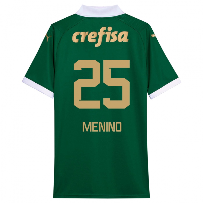 Niño Camiseta Gabriel Menino #25 Verde Blanco 1ª Equipación 2024/25 La Camisa Chile