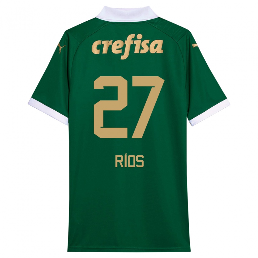 Niño Camiseta Richard Ríos #27 Verde Blanco 1ª Equipación 2024/25 La Camisa Chile