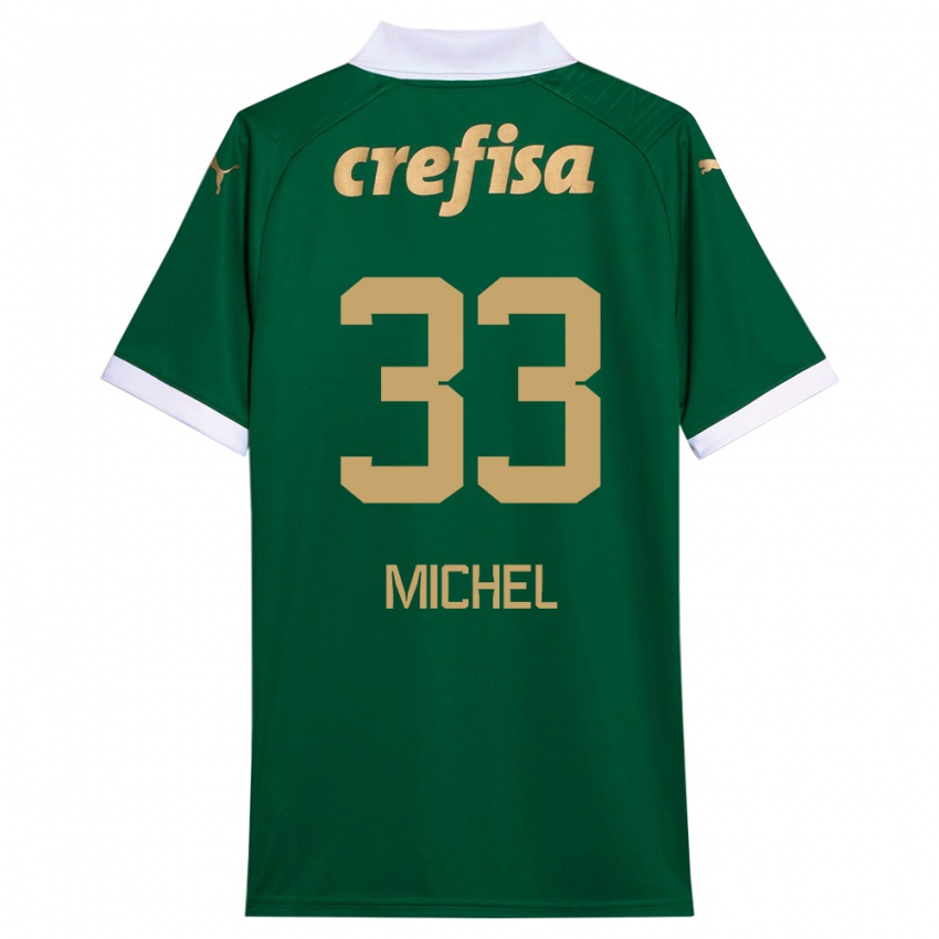 Niño Camiseta Michel #33 Verde Blanco 1ª Equipación 2024/25 La Camisa Chile