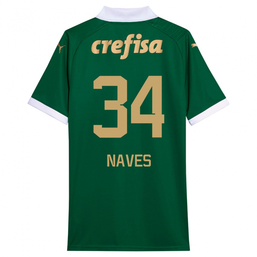 Niño Camiseta Naves #34 Verde Blanco 1ª Equipación 2024/25 La Camisa Chile