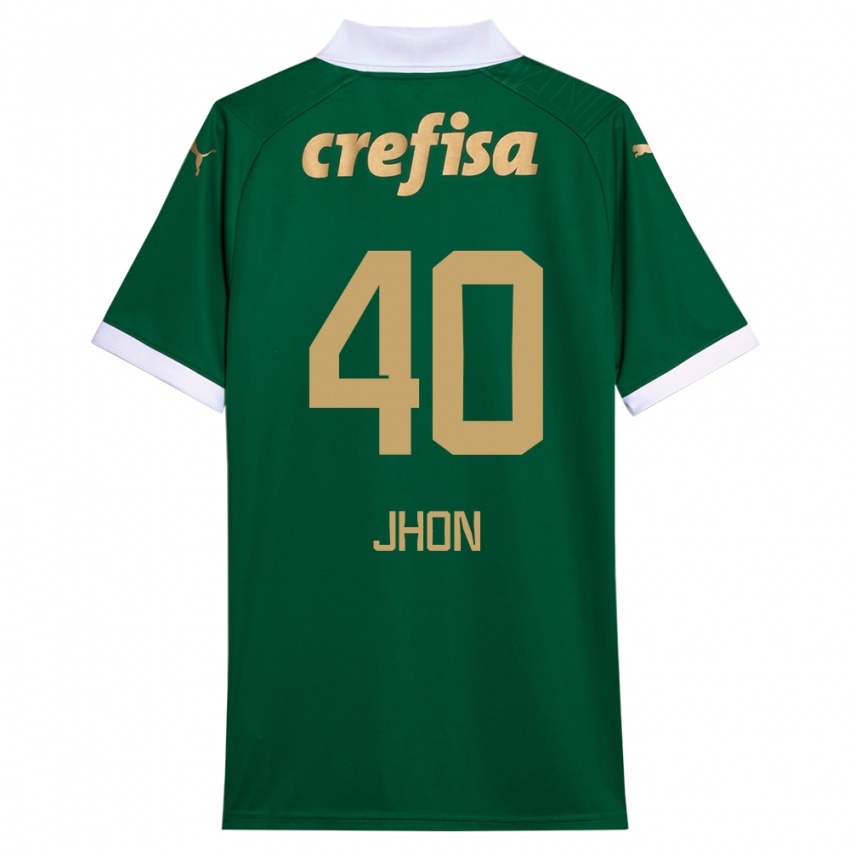 Niño Camiseta Jhon Jhon #40 Verde Blanco 1ª Equipación 2024/25 La Camisa Chile