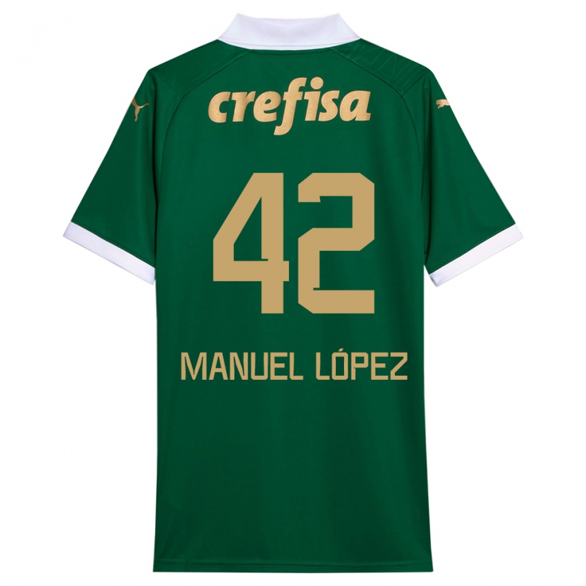 Niño Camiseta José Manuel López #42 Verde Blanco 1ª Equipación 2024/25 La Camisa Chile