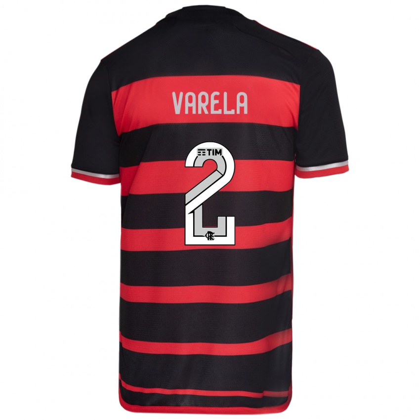 Niño Camiseta Guillermo Varela #2 Negro Rojo 1ª Equipación 2024/25 La Camisa Chile