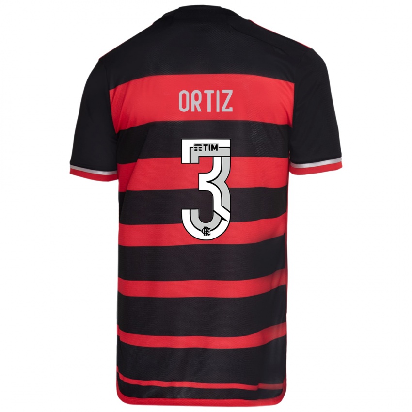 Niño Camiseta Léo Ortiz #3 Negro Rojo 1ª Equipación 2024/25 La Camisa Chile