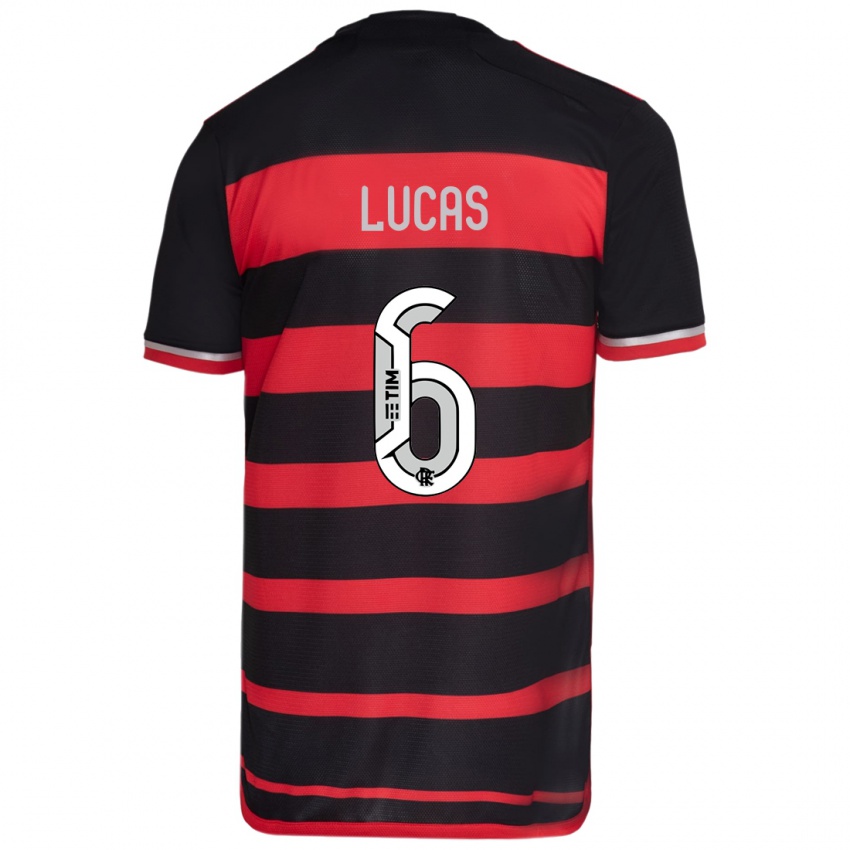 Niño Camiseta Ayrton Lucas #6 Negro Rojo 1ª Equipación 2024/25 La Camisa Chile