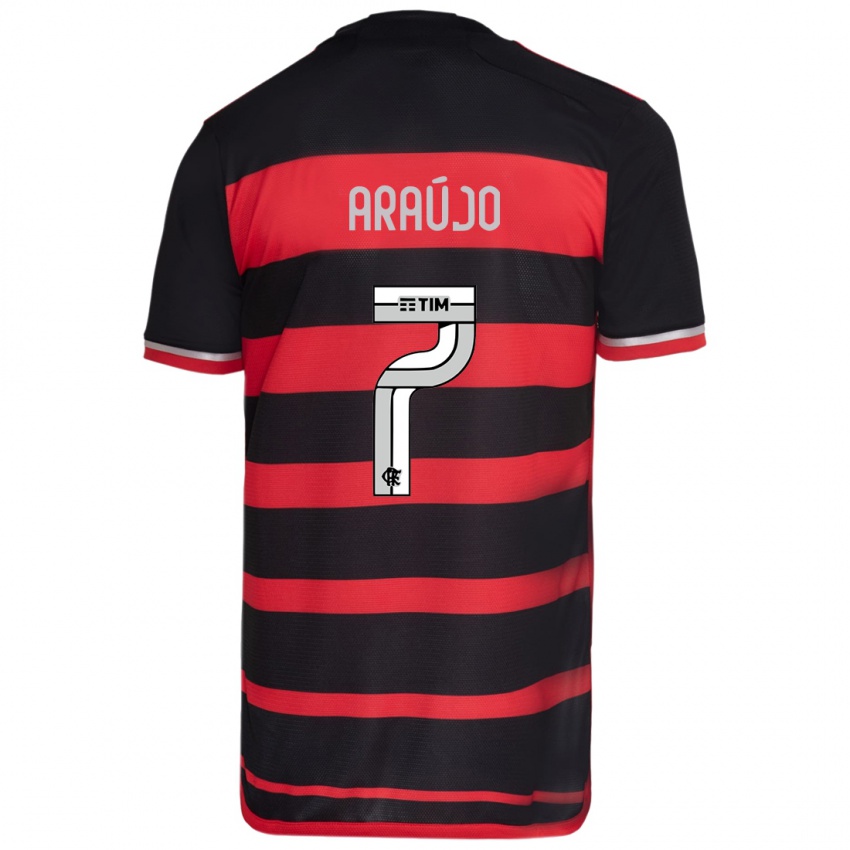 Niño Camiseta Luiz Araújo #7 Negro Rojo 1ª Equipación 2024/25 La Camisa Chile