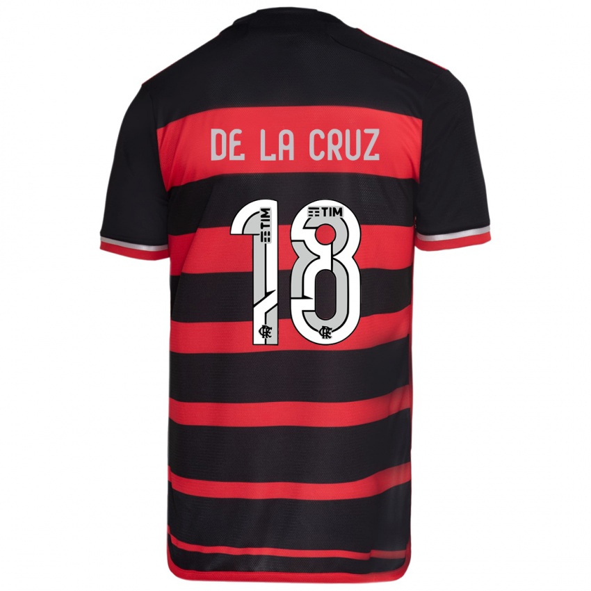 Niño Camiseta Nicolas De La Cruz #18 Negro Rojo 1ª Equipación 2024/25 La Camisa Chile