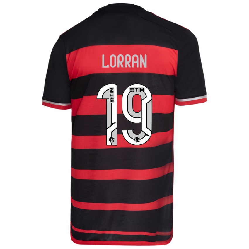 Niño Camiseta Lorran #19 Negro Rojo 1ª Equipación 2024/25 La Camisa Chile