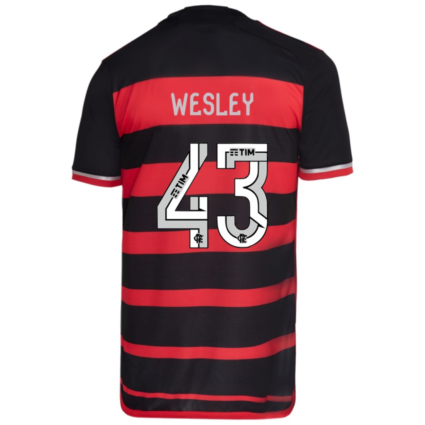 Niño Camiseta Wesley #43 Negro Rojo 1ª Equipación 2024/25 La Camisa Chile