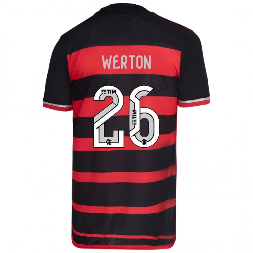 Niño Camiseta Werton #26 Negro Rojo 1ª Equipación 2024/25 La Camisa Chile