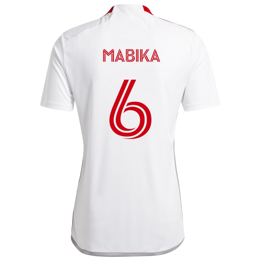 Niño Camiseta Aimé Mabika #6 Blanco Rojo 2ª Equipación 2024/25 La Camisa Chile