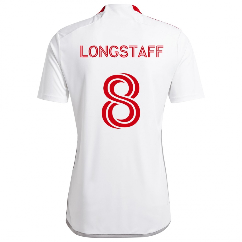 Niño Camiseta Matty Longstaff #8 Blanco Rojo 2ª Equipación 2024/25 La Camisa Chile